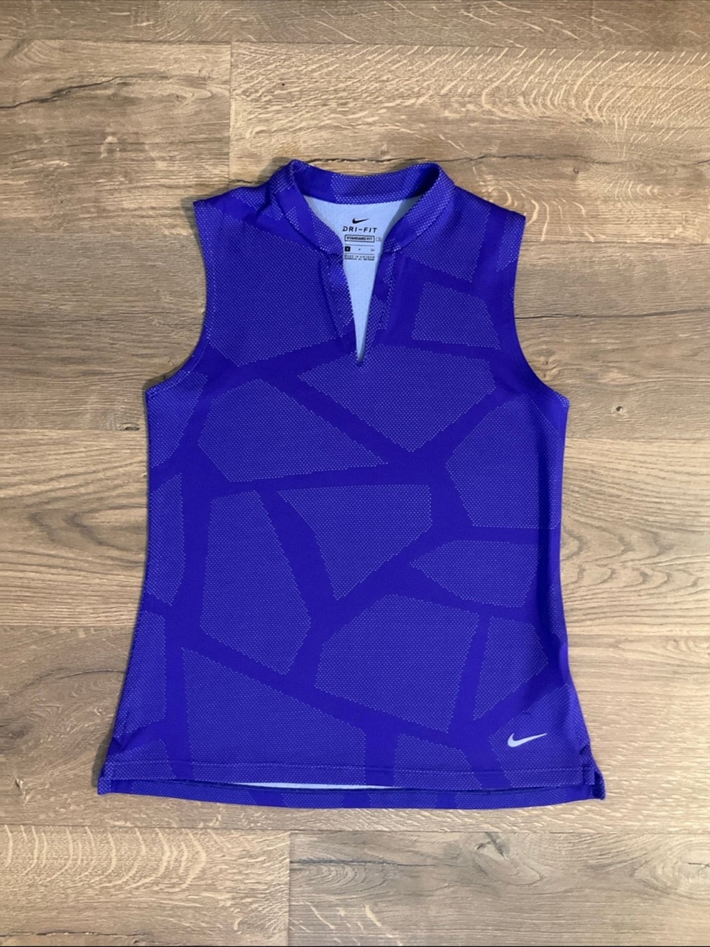 Nike Dri-Fit purple, white standard fit golf v-neck Tank Top, S